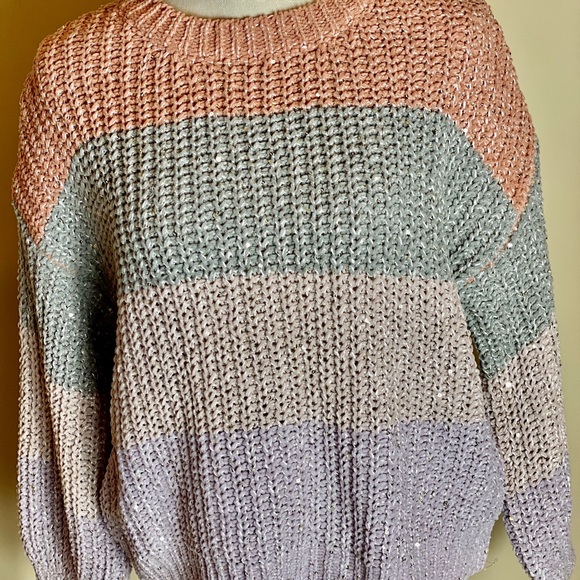 Storia Sweaters - STORIA l/s sequin sweater multi print. Size: S